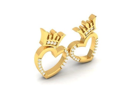 cuore orecchino 3dprinted design moda oro d'oro gioiello gioielleria Stampa stampabile stampa prototipazione argento piccolo cerchio diamante orecchini 3d print model - Mito3D