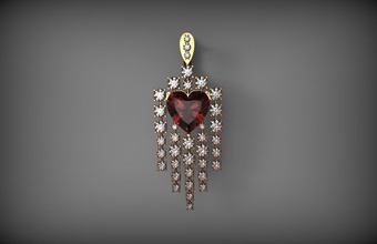 boucles d'oreilles cœur en 3d pour imprimer le modèle bijoux des boucle d'oreille jewllery les pierres précieuses or d'argent anneaux perles diamant de l'engagement prototypage diamants gem sergi 3d print model - Mito3D