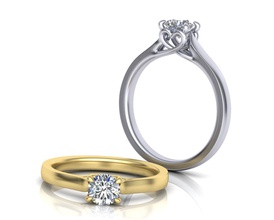 cuore anello di fidanzamento 4 poli giro diamanti taglio v2 gioielli 3dring testa diamante rotondo 5mm d'oro stampabile usa il canada moda 3prong delicato cad argento anelli 3d print model - Mito3D