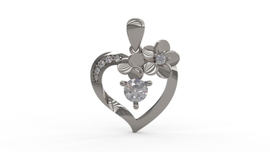 kalp çiçek kolye 79 altın mücevher takı gümüş yazdırılabilir elmas Kadın moda düğün Solitaire safir yakut Aşk sevgili kolyeler 3d print model - Mito3D