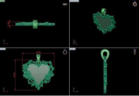 heart frame jewelry jewellery gold silver sterling gem necklaces 3d print model - Mito3D