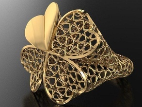 cœur turc bague bijou symbole fusion mode beauté femme or conception imprimable d'or forme belle choc velu flore bijoux anneaux niloufar mishahidi 3d print model - Mito3D