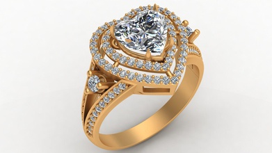 coração gema noivado diamante ouro anel joalheria jóias brilhante brinco casamento imprimível amar moda luxo mulher humano mão menina dedo argolas 3d print model - Mito3D