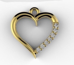 cœur pierres précieuses Facile bijoux bijou pendentif or argent pendentifs 3d print model - Mito3D