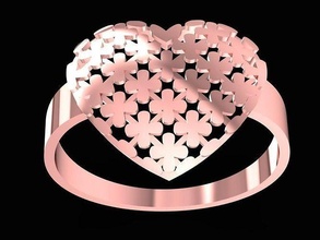 heart gold ring 2211 jewelry fashion accessories diamond woman women design rings 3d print model - Mito3D