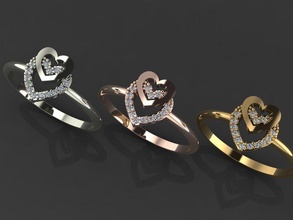 Herz Gold Silber Ring 3d drucken Modell Schmuck Hochzeit Mode druckbar Sterling Halskette Juwel Diamant Schönheit Armband 3d print model - Mito3D