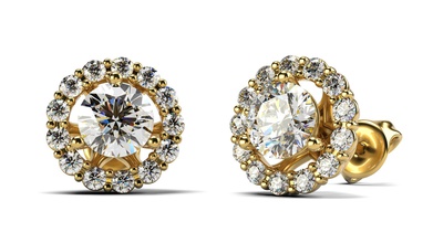 cuore del gruppo di orecchini gioielli gemma diamante gioiello disco platino gli 3d print model - Mito3D