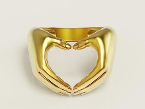 cuore mano squillare design diamante moda bellezza oro gioiello gioielleria stampabile argento nozze vintag mani anelli jewelrycapital Pera 3d print model - Mito3D