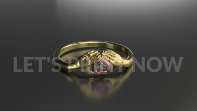 heart hand jewelry gold precious gem diamond ring fashion printable silver shining 3dmodel 3d cad 3dmax zbrush rings subhendue cgtrader cncbangle pixologic 3d print model - Mito3D