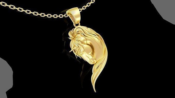 heart horse head pendant jewelry gold art statue sculpture printable animal mammal sculptures figure symbol pendants 3d print model - Mito3D