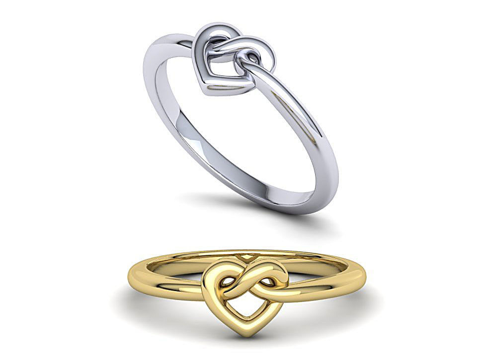 Herz infinity knot ring 3dmodel druckbar Schmuck Herz-Knoten gold-ring druckbare usa Kanada Europa classic cad Australien Ringe 3dring giftforher einfacher 14k 3D print model - Mito3D