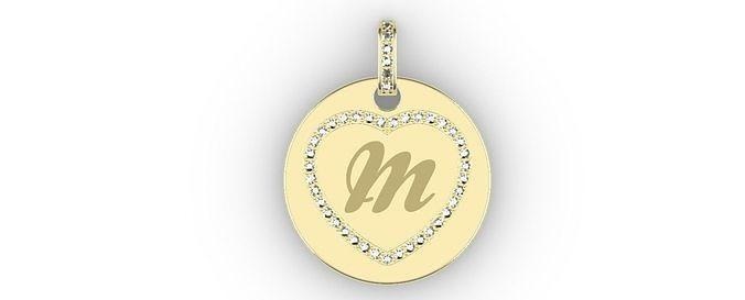 heart initial pendant - jewelry gold printable jewellery jewel gem pendants engravable charm 3d print model - Mito3D