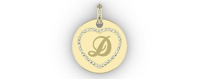 heart initial pendant - jewelry pendant gold printable jewellery jewel gem pendants engravable charm  3d print model - Mito3D