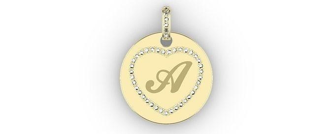 heart initial pendant - jewelry gold printable jewellery jewel gem pendants engravable charm 3d print model - Mito3D