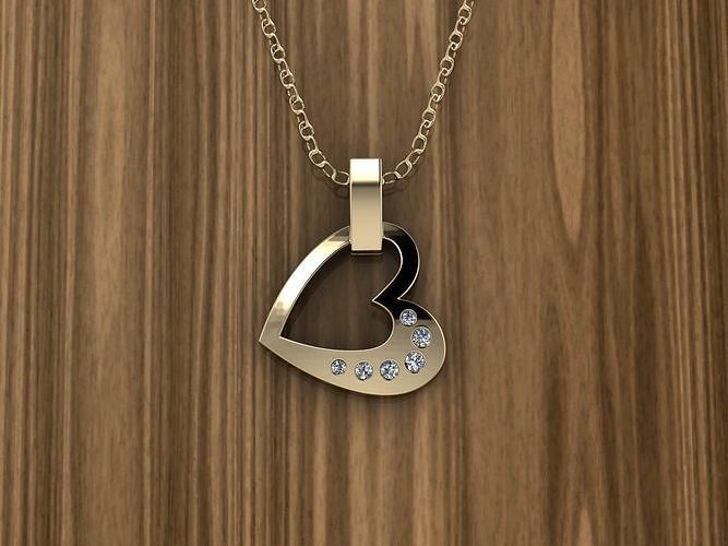 heart jewelry pendant necklace jewellery diamond silver gold sterling white brilliant printable gem jewel pendants brillant apparel fashion beauty 3D print model - Mito3D