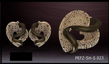 cuore set di gioielli - orecchini a pendente ciondolo stampabile abbigliamento gli più recente moderna altri 3d print model - Mito3D