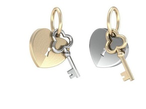 Herz Schlüssel Schmuck Mode Juwel Miniaturen Herausforderung Damen Anhänger 3d print model - Mito3D