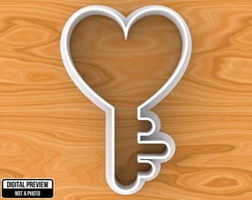 heart key love concept cookie cutter dough cutting food baking form fondant mold shape bride groom wedding lock fidelity house kitchen dining 3d print model - Mito3D