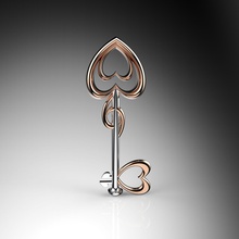 heart key pendant silver jewelry pendants 3d print model - Mito3D