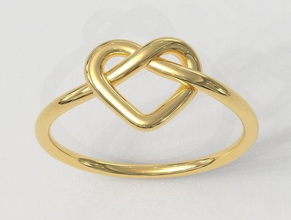 Herz Knoten Ring Liebe Mode Teen Ringe Symbol Schmuck Gold Silber paulorani Leben niedlich 3d print model - Mito3D