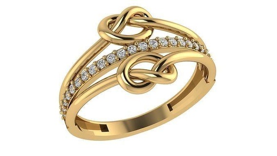 coração nó anel joalheria ouro precioso gema prata luxo noivado argolas 3d print model - Mito3D