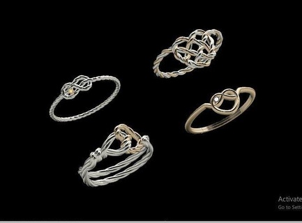 cœur nœud bijoux or platine corde gemme argent brillant diamant bague sterling engagement symbole accessoire luxe boucle d'oreille bracelet proposition anneaux 3d print model - Mito3D