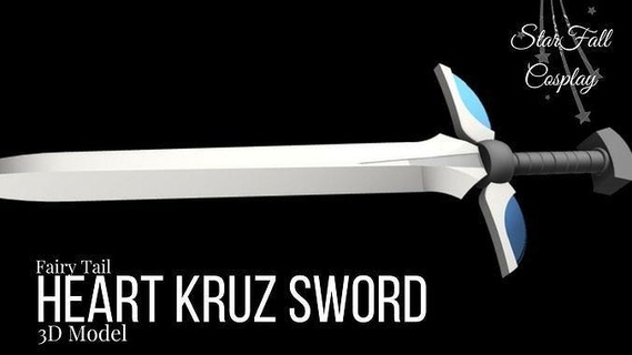 heart kruz sword - erza scarlet fairy tail weapon anime fairytail erzascarlet heartkruz hobby diy 3d print model - Mito3D