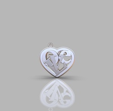 cœur d'amour l'amour or d'argent la romance imprimable pendentif cadeau d'anniversaire st-valentin livre sterling tous les célébration cupidon bijoux pendentifs 3d print model - Mito3D