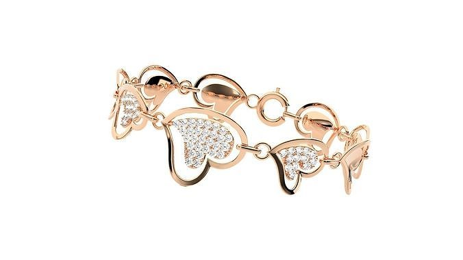 cœur l'amour Valentin haute bijoux diamant bracelet 3dm stl chaîne lourd unisexe imprimable bijou mariage luxe bracelets cubain italien 3D print model - Mito3D