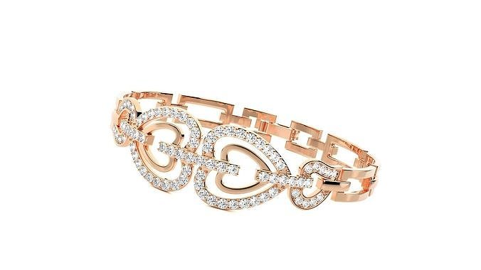 heart love valentine high jewelry diamond bracelet 3dm stl chain heavy unisex printable jewel wedding jewellery luxury bracelets cuban italian 3D print model - Mito3D