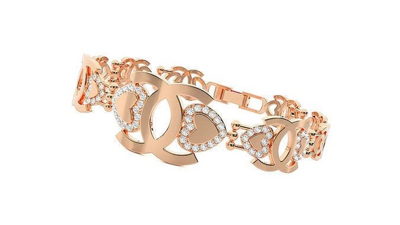 cœur l'amour Valentin haute bijoux diamant bracelet 3dm stl chaîne lourd unisexe imprimable bijou mariage luxe bracelets cubain italien 3d print model - Mito3D