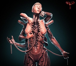 corazón máquina Arte cuerpo mujer niña biomecánica estatuilla escultura figuritas miniaturas Ciencias esculturas 3d print model - Mito3D