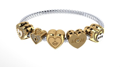 heart pandora models jewelry jewellery bracelet gold silver diamond printable gem brillant brilliant pendant necklace pendants 3d print model - Mito3D