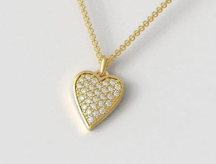 heart pave pendant love pingente amor coracao classic modern diamond pauloranieri jewelry pendants gold silver teen 3d print model - Mito3D