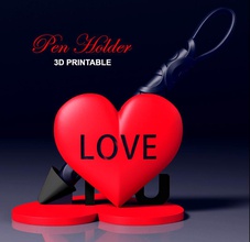 heart pen holder valentines valentine cupid girlfriend boyfriend gift romance february industrial tool printing hobby diy 3d print model - Mito3D