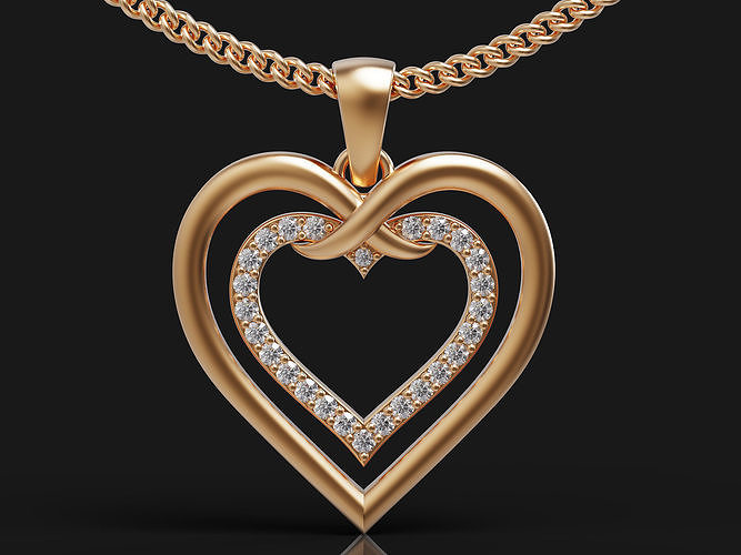 heart pendant hear jewelry gold luxury love shining sterling silver gem precious fashion ring jewellery diamond jewel necklace vintag printable pendants 3D print model - Mito3D