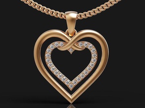 kalp kolye duymak takı altın lüks Aşk parlıyor sterlin gümüş mücevher değerli moda yüzük elmas vintag yazdırılabilir 3d print model - Mito3D