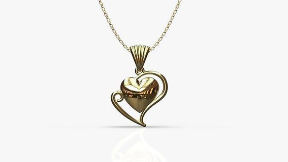heart pendant jewelry gold silver cad print printing cast lux fashion modern set floral flower art love pendants 3d print model - Mito3D