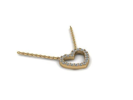 heart pendant diamond golden silver jewelry pendants 3d print model - Mito3D