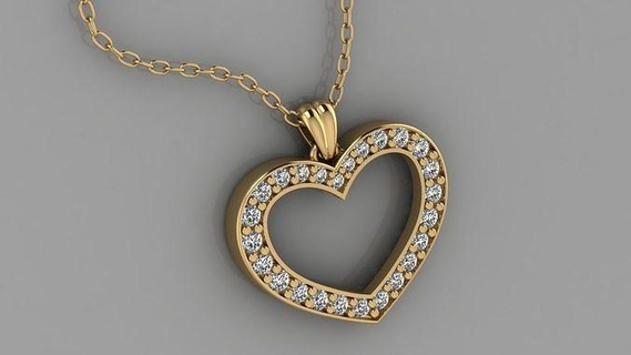 heart pendant necklace jewelry gold printable silver brilliant beauty woman women shining teenager 3d pendants flower gift art love rhino zee 3d print model - Mito3D