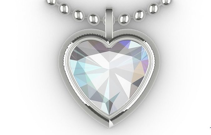 cœur pendentif Collier bijoux or argent gemme imprimable fille brillant sterling bracelet diamant bague boucle d'oreille saphir vêtements colliers 3D print model - Mito3D