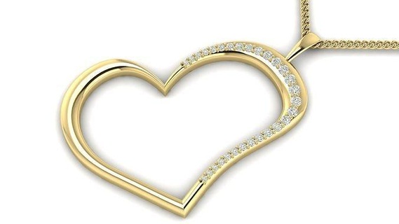kalp kolye takı altın gümüş yazdırılabilir elmas mücevher düğün nişan parlak angagem moda güzellik 3d print model - Mito3D
