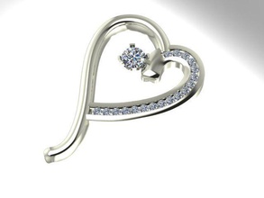 pendentif cœur bijoux imprimable le diamant pendentifs 3d print model - Mito3D