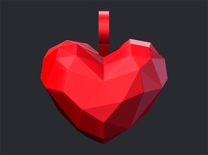 heart pendant - faceted heart pendant 3dprint love valentines fashion  3d print model - Mito3D