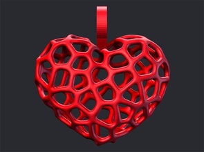cuore pendente voronoi san valentino amore 3dprint moda 3d print model - Mito3D