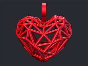 heart pendant - wireframe 3dprint valentines love gift fashion 3d print model - Mito3D