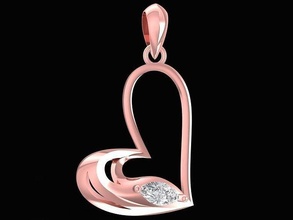 heart pendant 3055 jewelry fashion accessories gold diamond woman women design pendants 3d print model - Mito3D