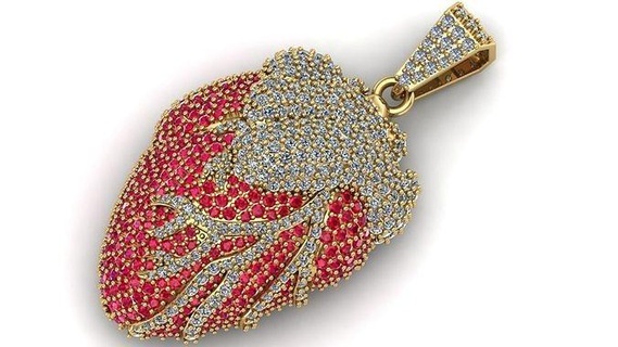 cuore pendente 3d modello gioielleria oro stampabile argento ciondoli gemma brillante collana squillare anelli gioiello diamante moda 3d print model - Mito3D