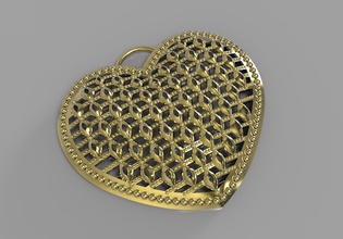 cuore ciondolo stampante 3d gioielli la dimond diamante oro argento ciondoli 3d print model - Mito3D