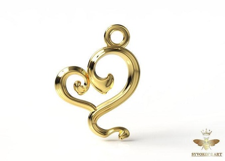 cuore pendente arte nouveau gioielleria oro collana stampabile sterlina gioiello ciondoli collane 3d print model - Mito3D